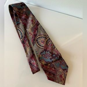 VINTAGE 90s AUSTIN GREY 100% SILK NECKTIE MADE IN ITALY RETRO